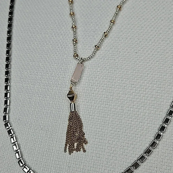 NIB - Retired Stella & Dot Riad Statement Necklace Versatile Gold Silver Rose - Picture 5 of 16